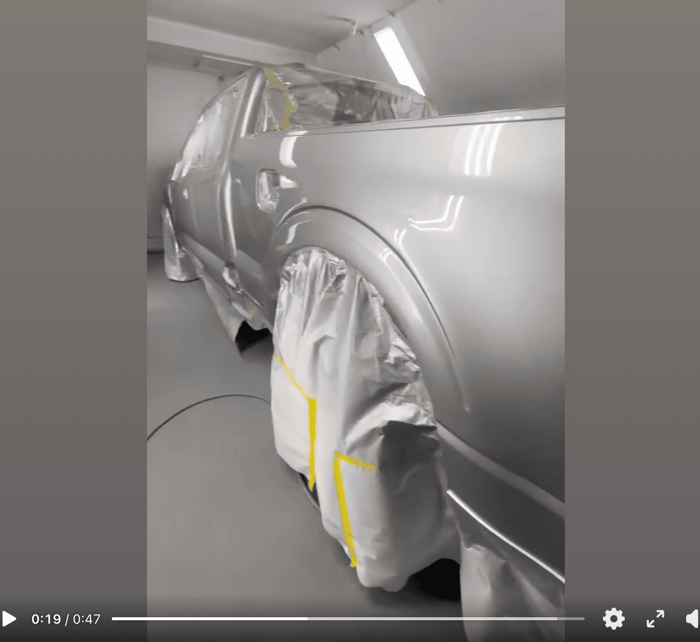 Ford F-150 in progress — paint booth
